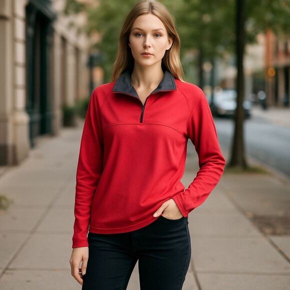 Title Nine Pink Fleece Quarter Zip Pullover Jacket Women’s Size Small Outdoor La - Picture 1 of 5